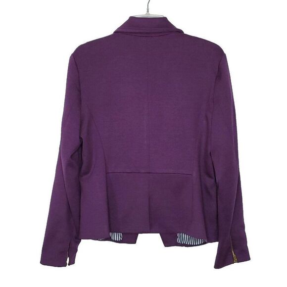 Fenn Wright Manson Woman’s Knit Blazer Jacket L Notched Lapel Collar Purple - Picture 2 of 8